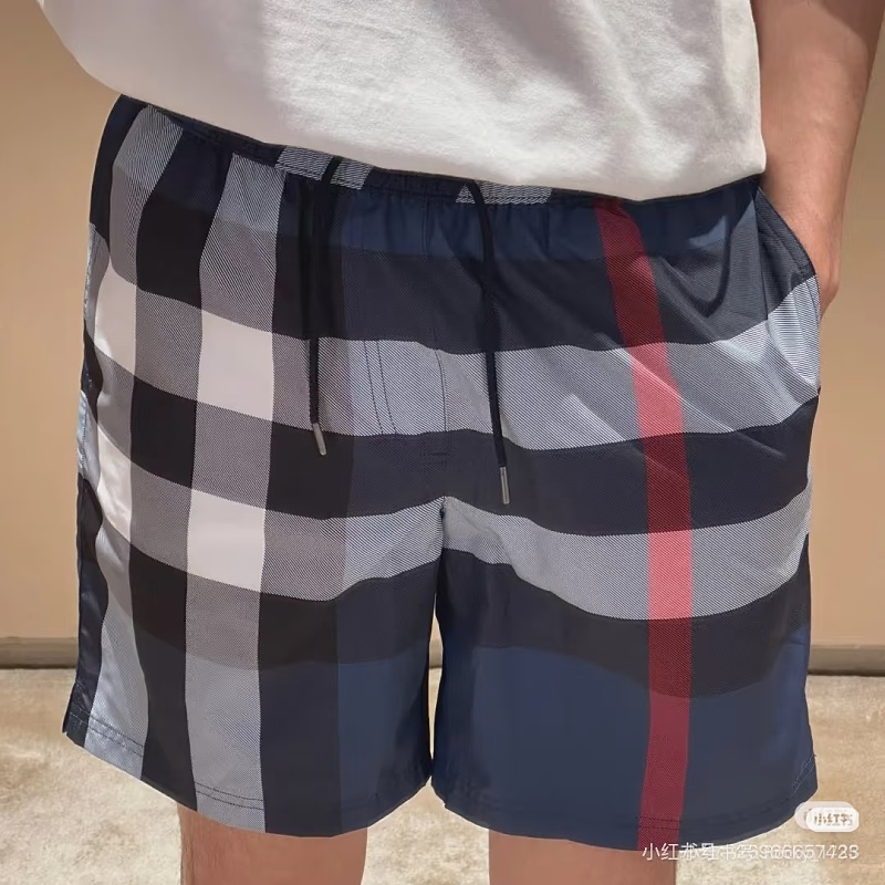 BURBERRY Check Drawstring Mesh Lining Beach Shorts Style 1