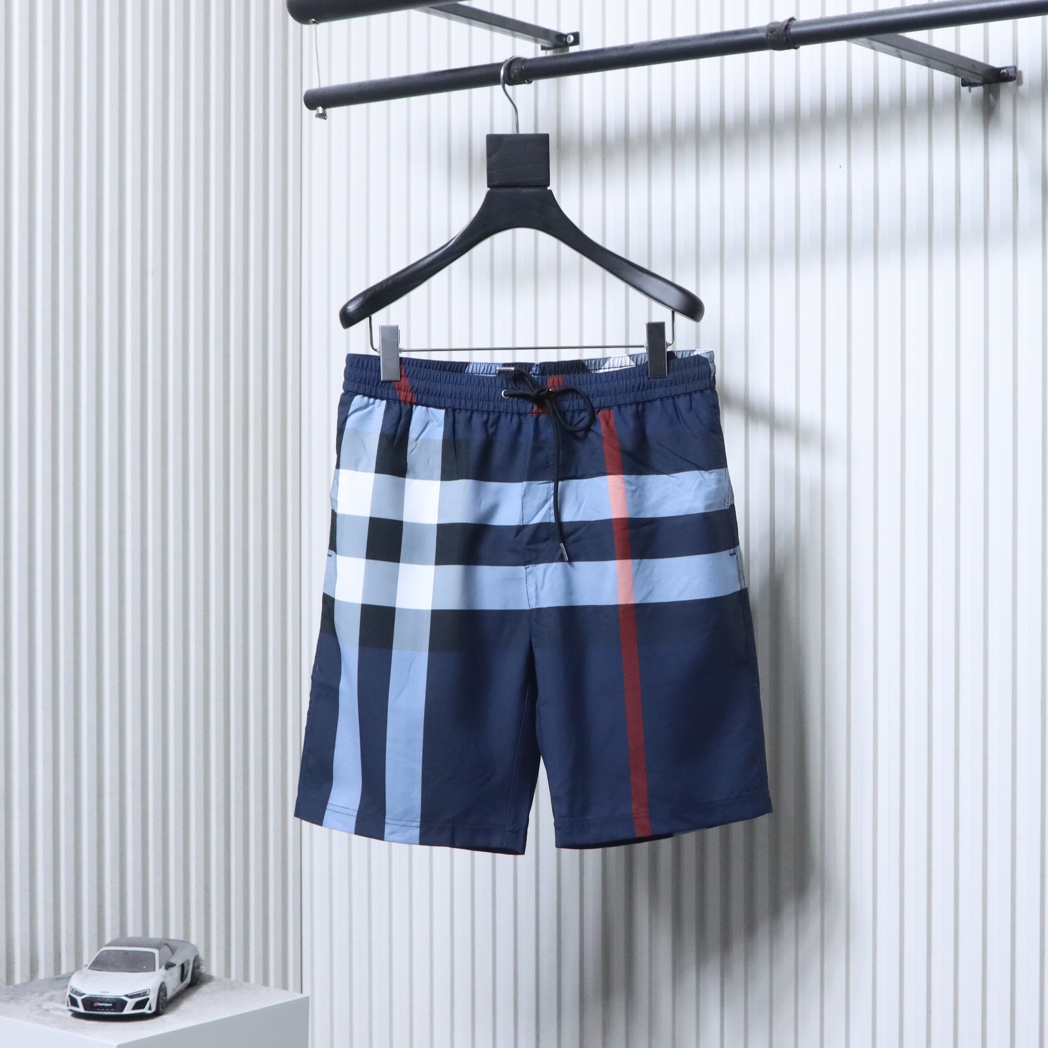 BURBERRY Check Drawstring Mesh Lining Beach Shorts Style 1