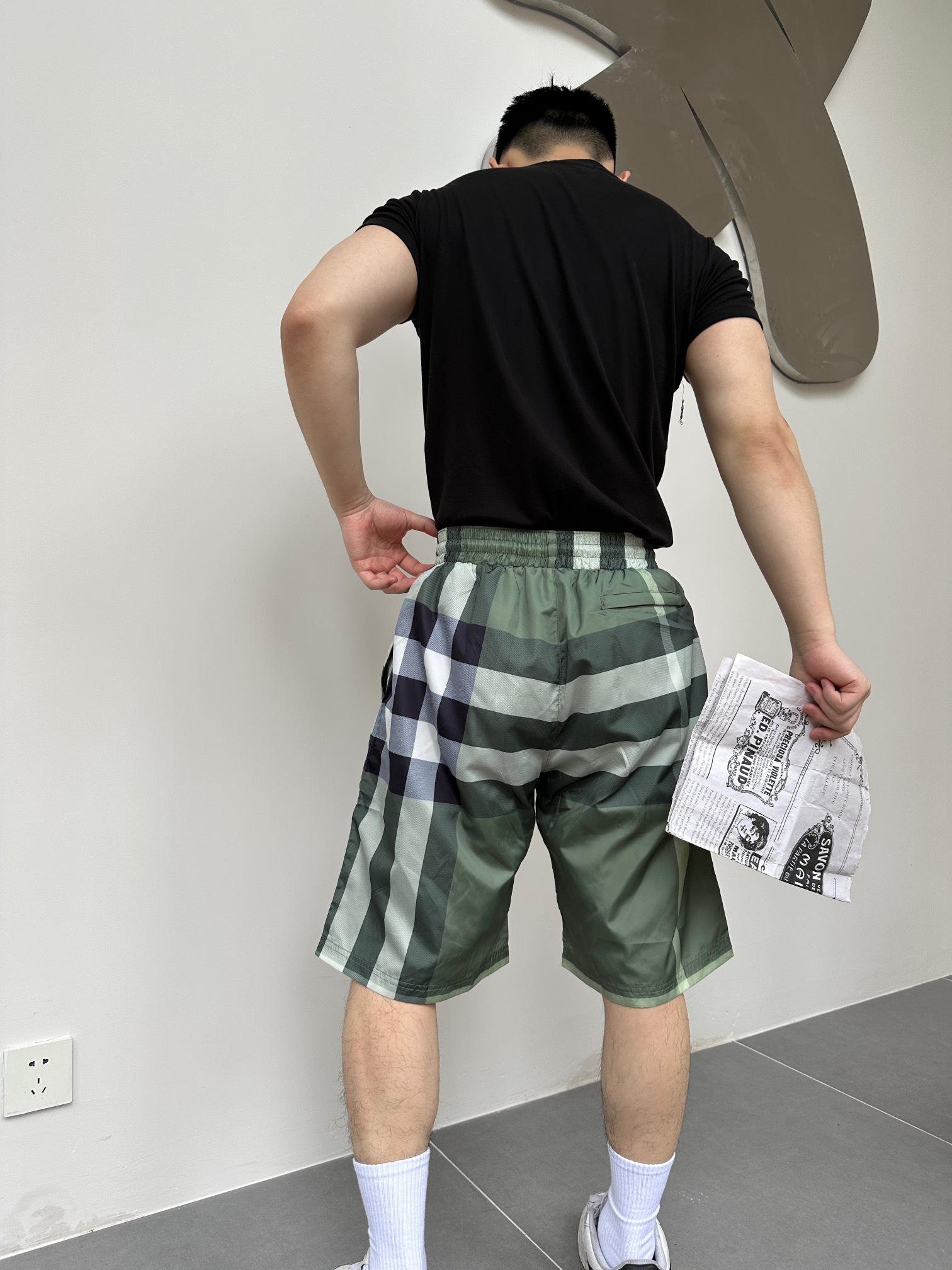 BURBERRY Check Drawstring Mesh Lining Beach Shorts Style 2
