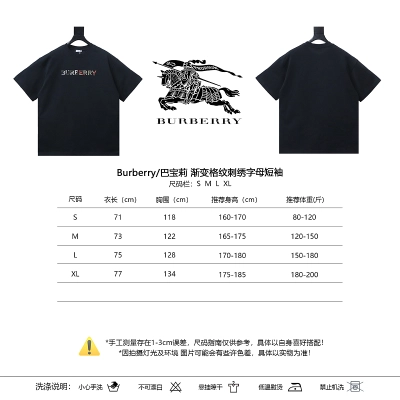 BURBERRY Check Embroidery Letter Short Sleeve T-Shirt Style 1 02
