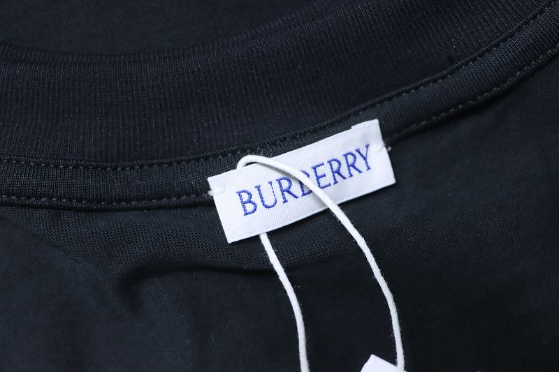 BURBERRY Check Embroidery Letter Short Sleeve T-Shirt Style 1