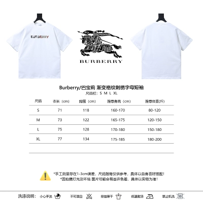 BURBERRY Check Embroidery Letter Short Sleeve T-Shirt Style 2 02