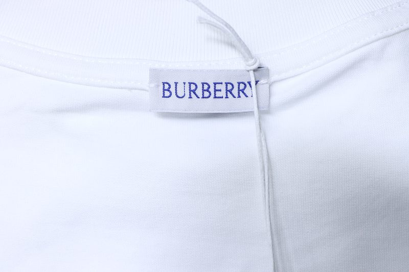 BURBERRY Check Embroidery Letter Short Sleeve T-Shirt Style 2