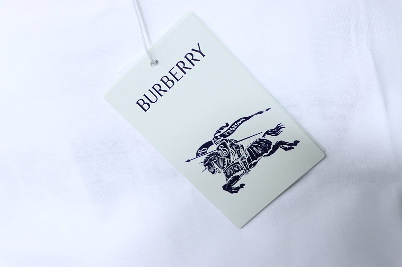 BURBERRY Check Embroidery Letter Short Sleeve T-Shirt Style 2