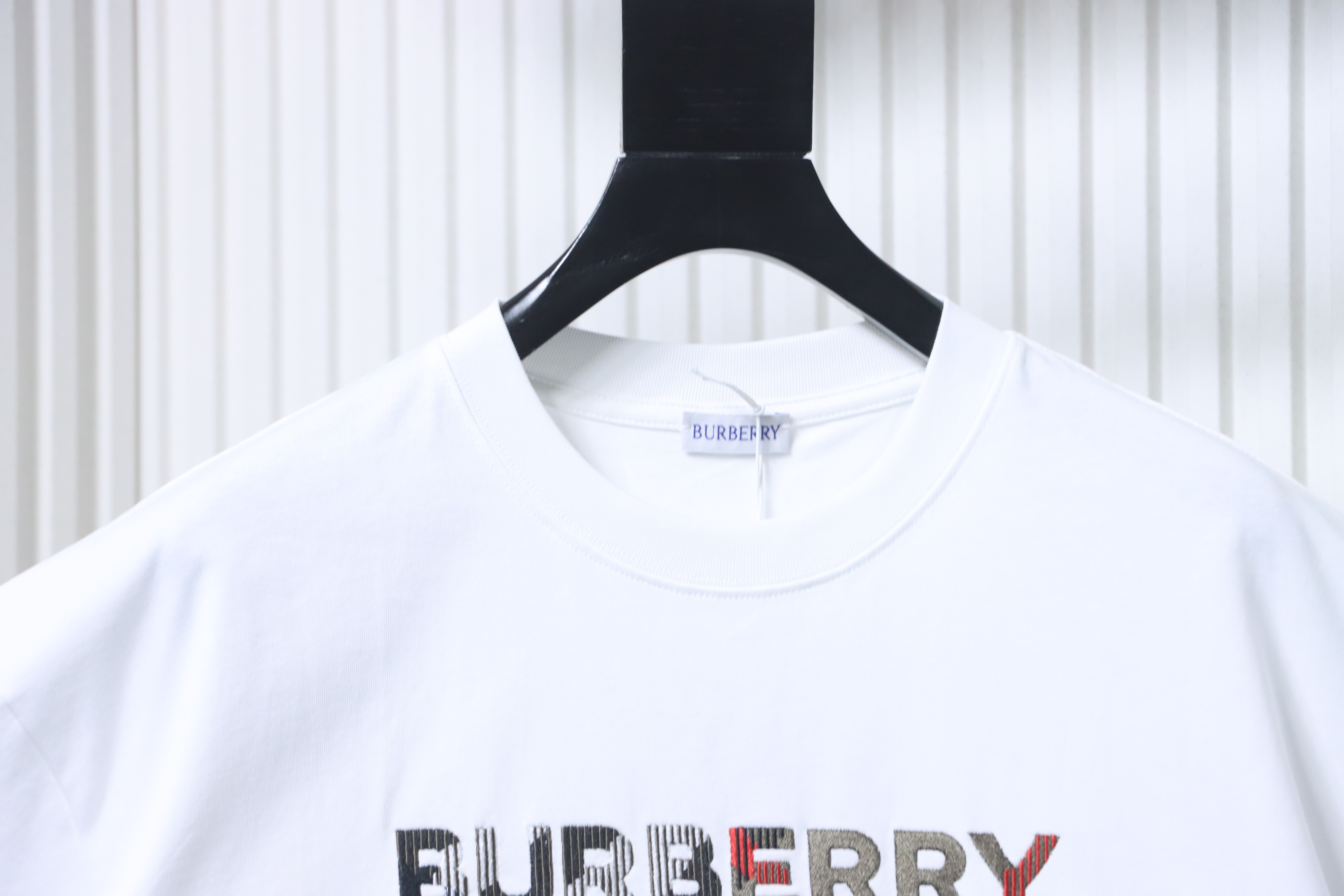 BURBERRY Check Embroidery Letter Short Sleeve T-Shirt Style 2