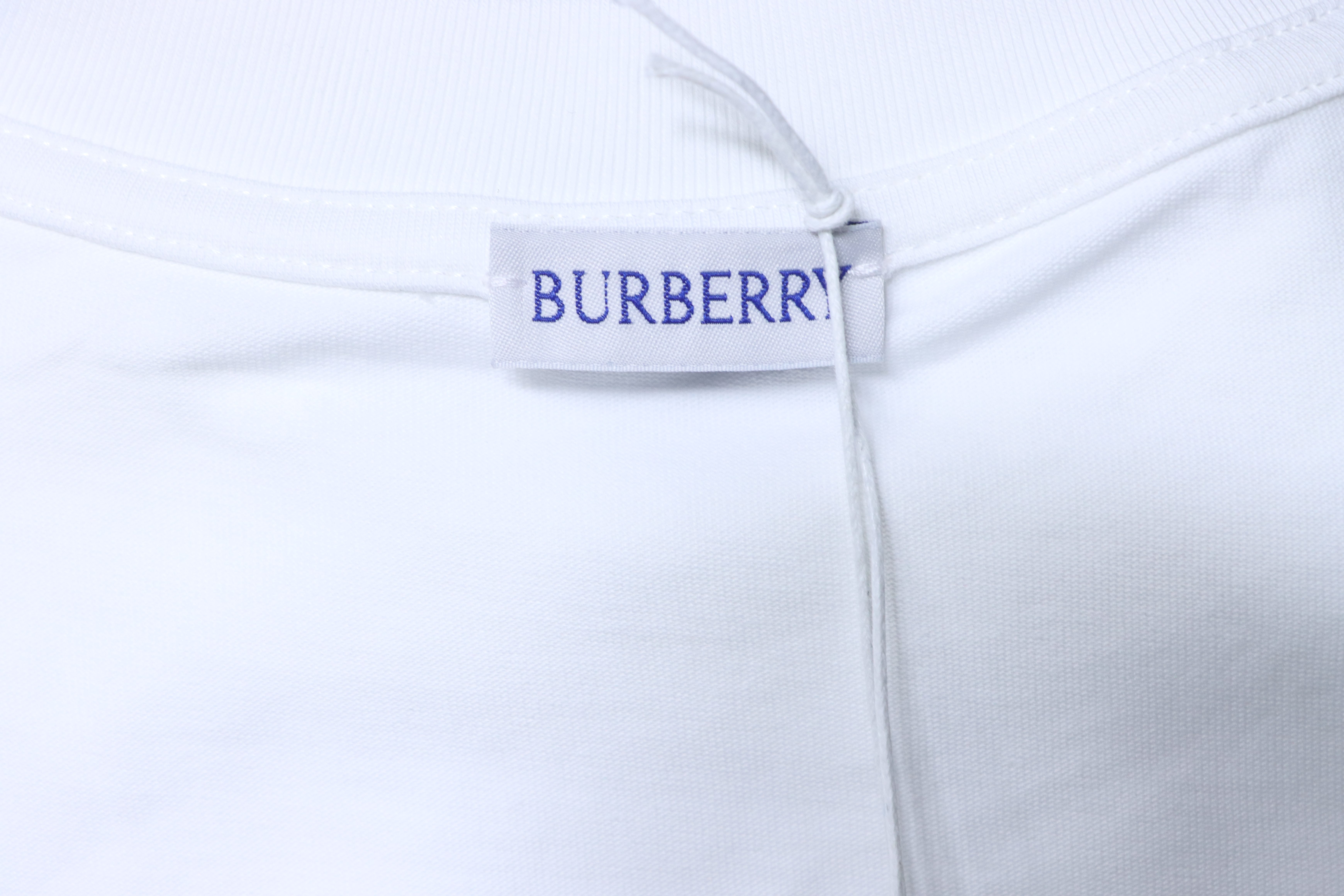 BURBERRY Check Embroidery Letter Short Sleeve T-Shirt Style 2
