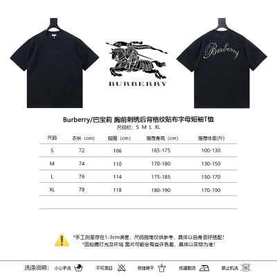 BURBERRY Check Embroidery Letter Short Sleeve T-Shirt Style 3 02