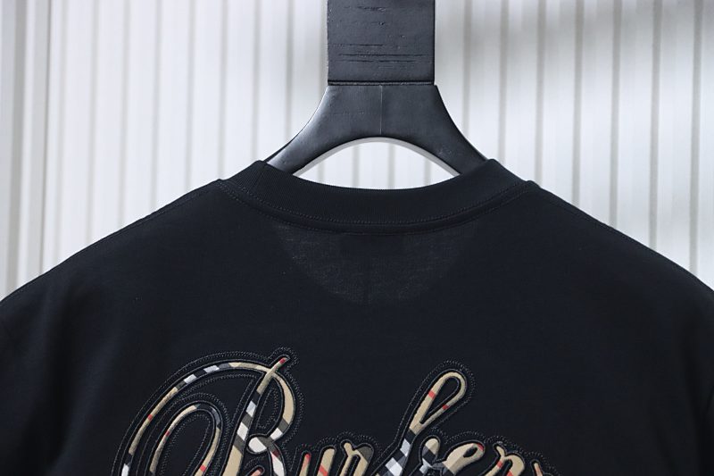 BURBERRY Check Embroidery Letter Short Sleeve T-Shirt Style 3