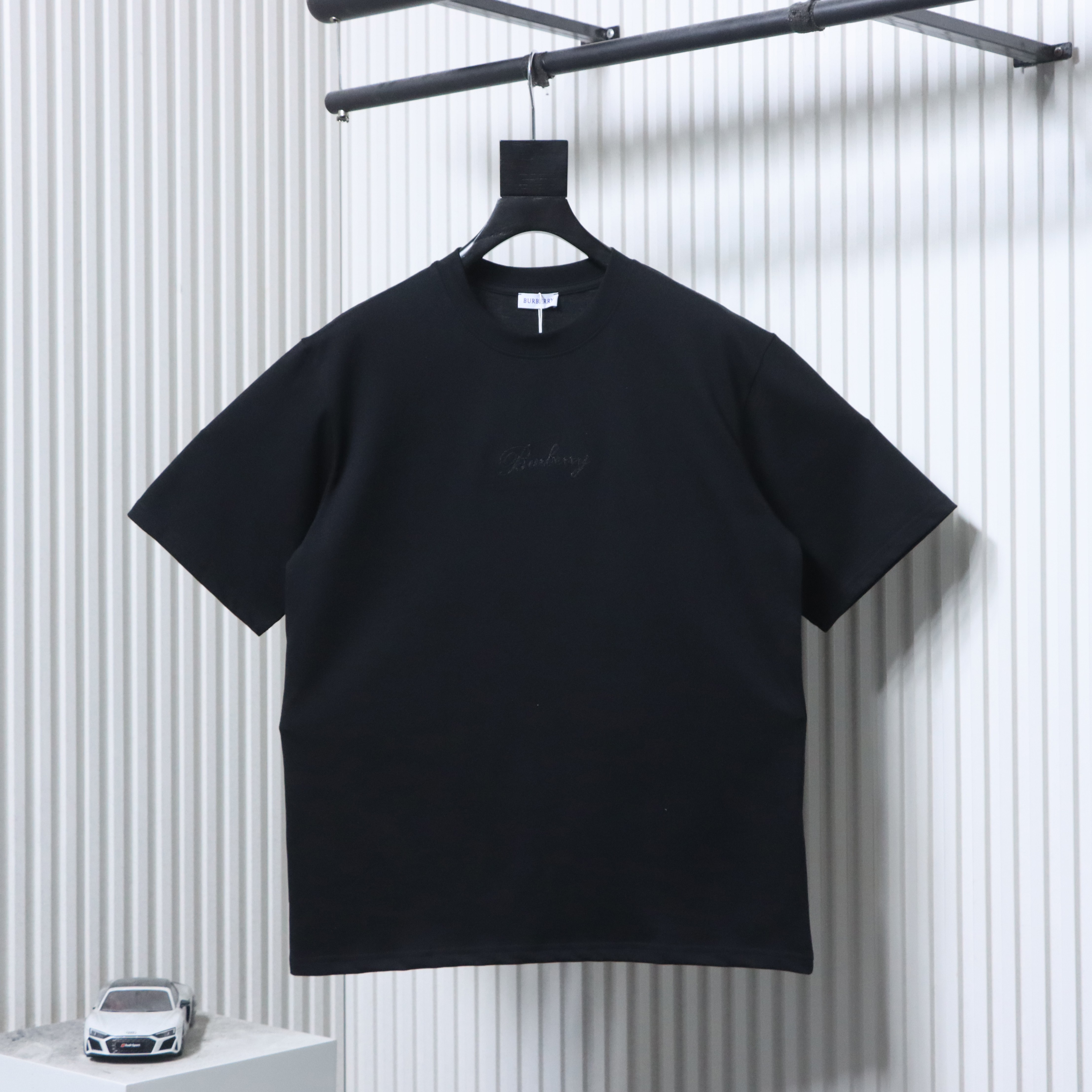 BURBERRY Check Embroidery Letter Short Sleeve T-Shirt Style 3