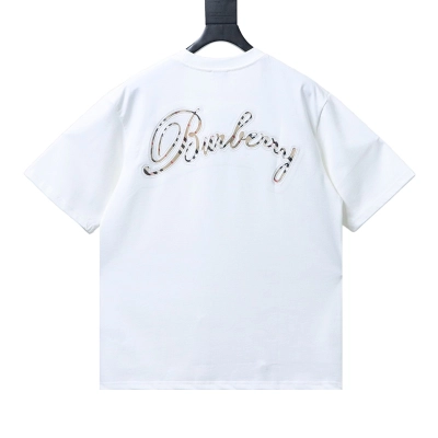 BURBERRY Check Embroidery Letter Short Sleeve T-Shirt Style 4 01
