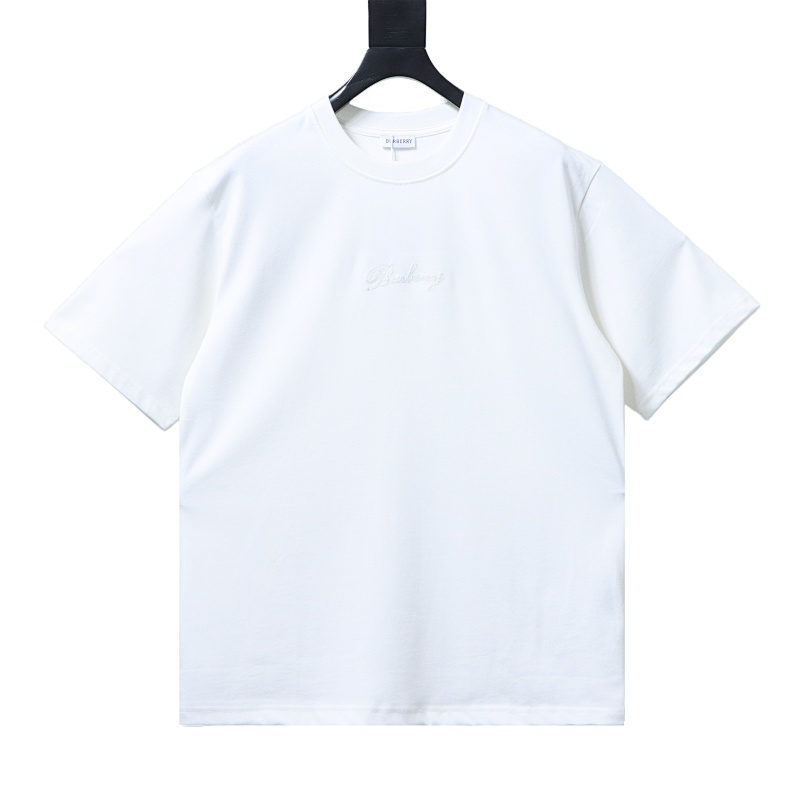 BURBERRY Check Embroidery Letter Short Sleeve T-Shirt Style 4