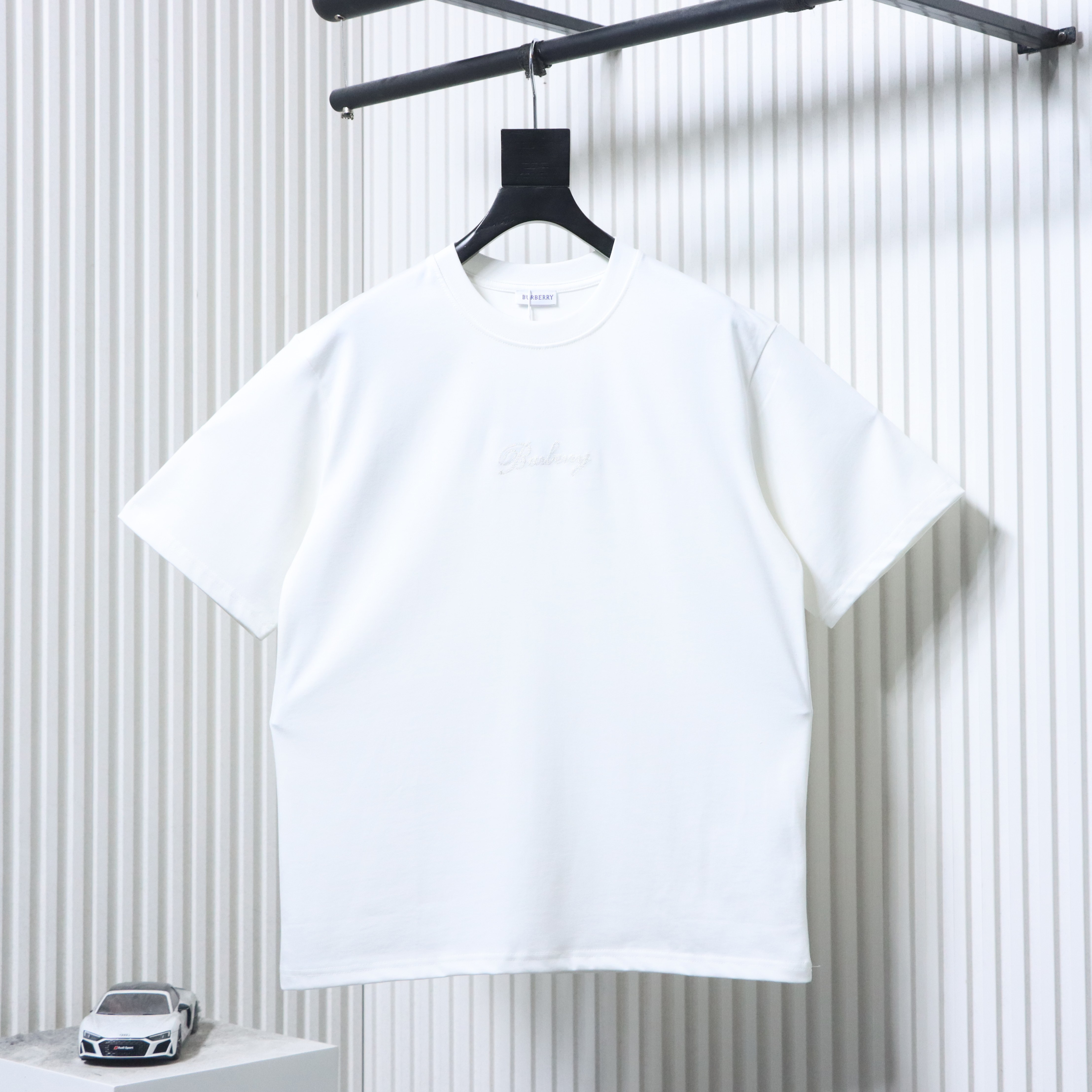 BURBERRY Check Embroidery Letter Short Sleeve T-Shirt Style 4