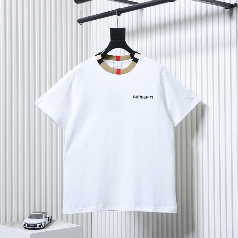 BURBERRY Check Embroidery Logo Short Sleeve T-Shirt Style 1