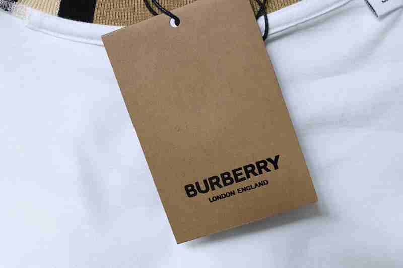 BURBERRY Check Embroidery Logo Short Sleeve T-Shirt Style 1