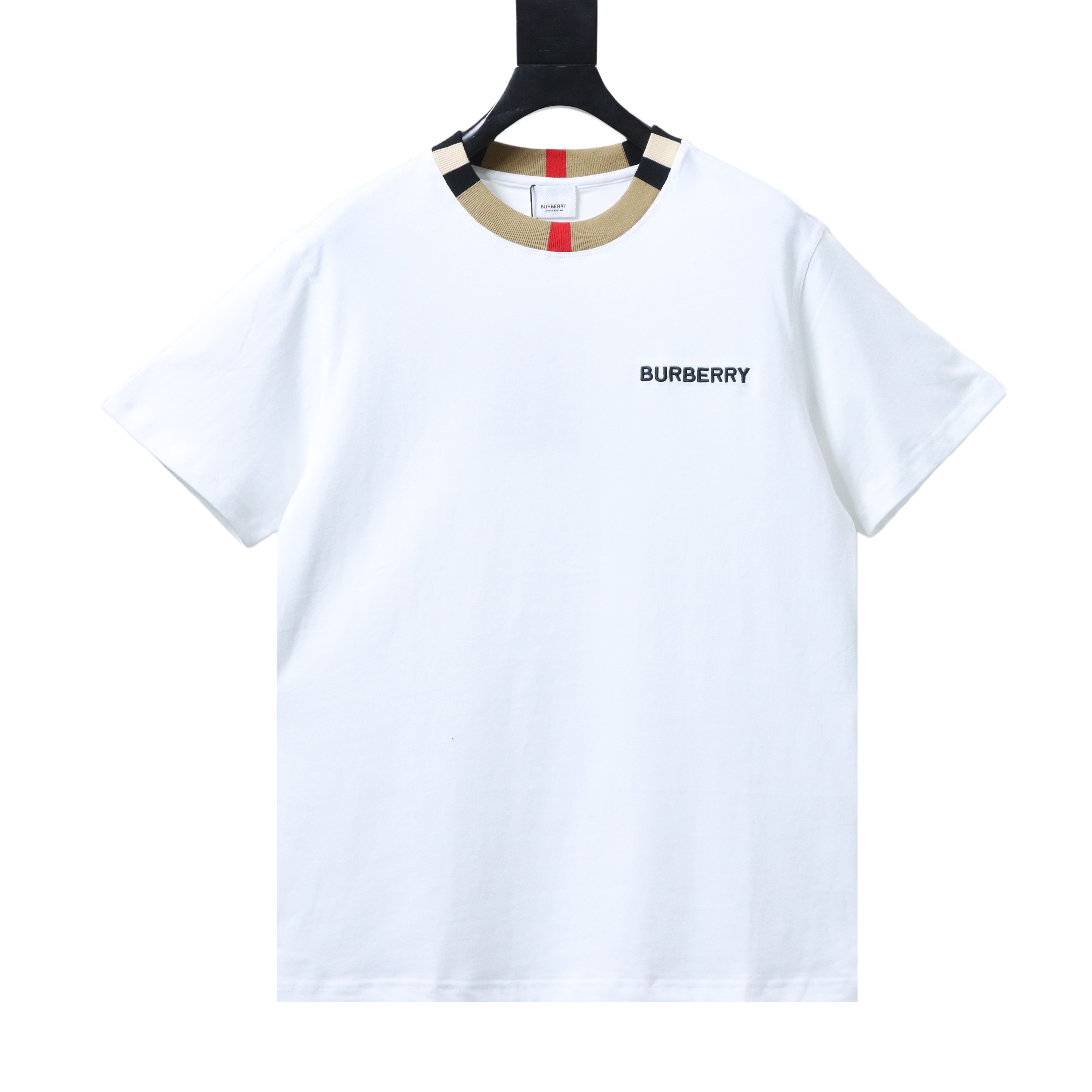 BURBERRY Check Embroidery Logo Short Sleeve T-Shirt Style 1
