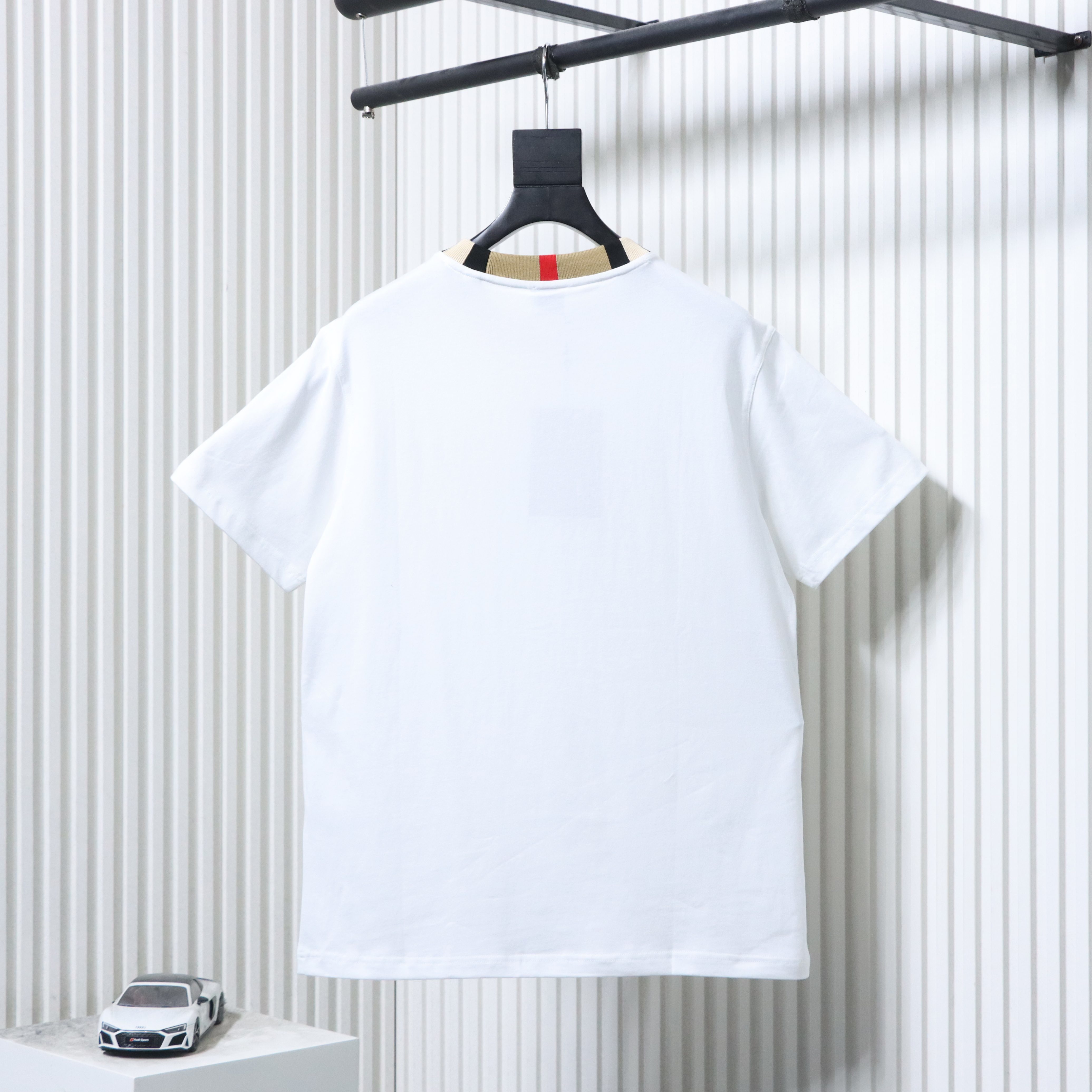 BURBERRY Check Embroidery Logo Short Sleeve T-Shirt Style 1
