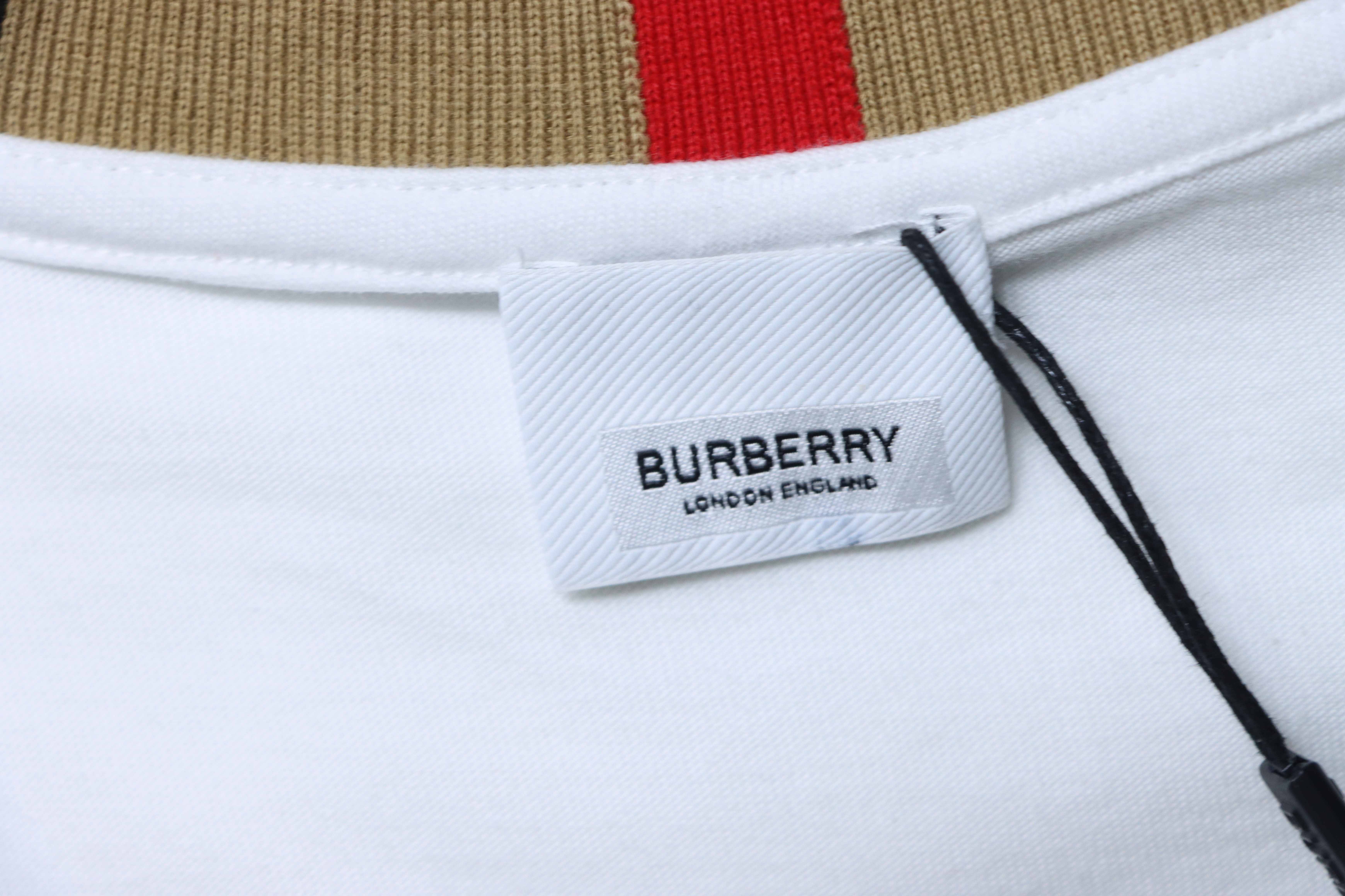 BURBERRY Check Embroidery Logo Short Sleeve T-Shirt Style 1
