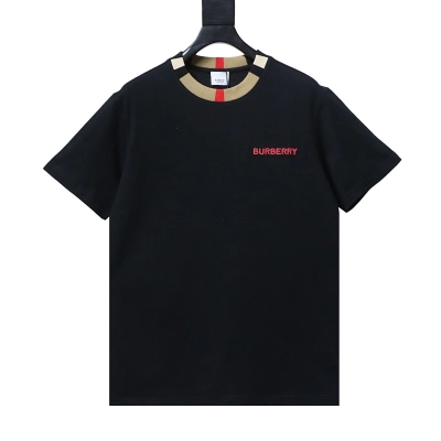 BURBERRY Check Embroidery Logo Short Sleeve T-Shirt Style 2 01