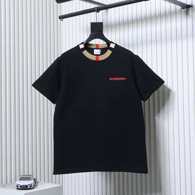 BURBERRY Check Embroidery Logo Short Sleeve T-Shirt Style 2