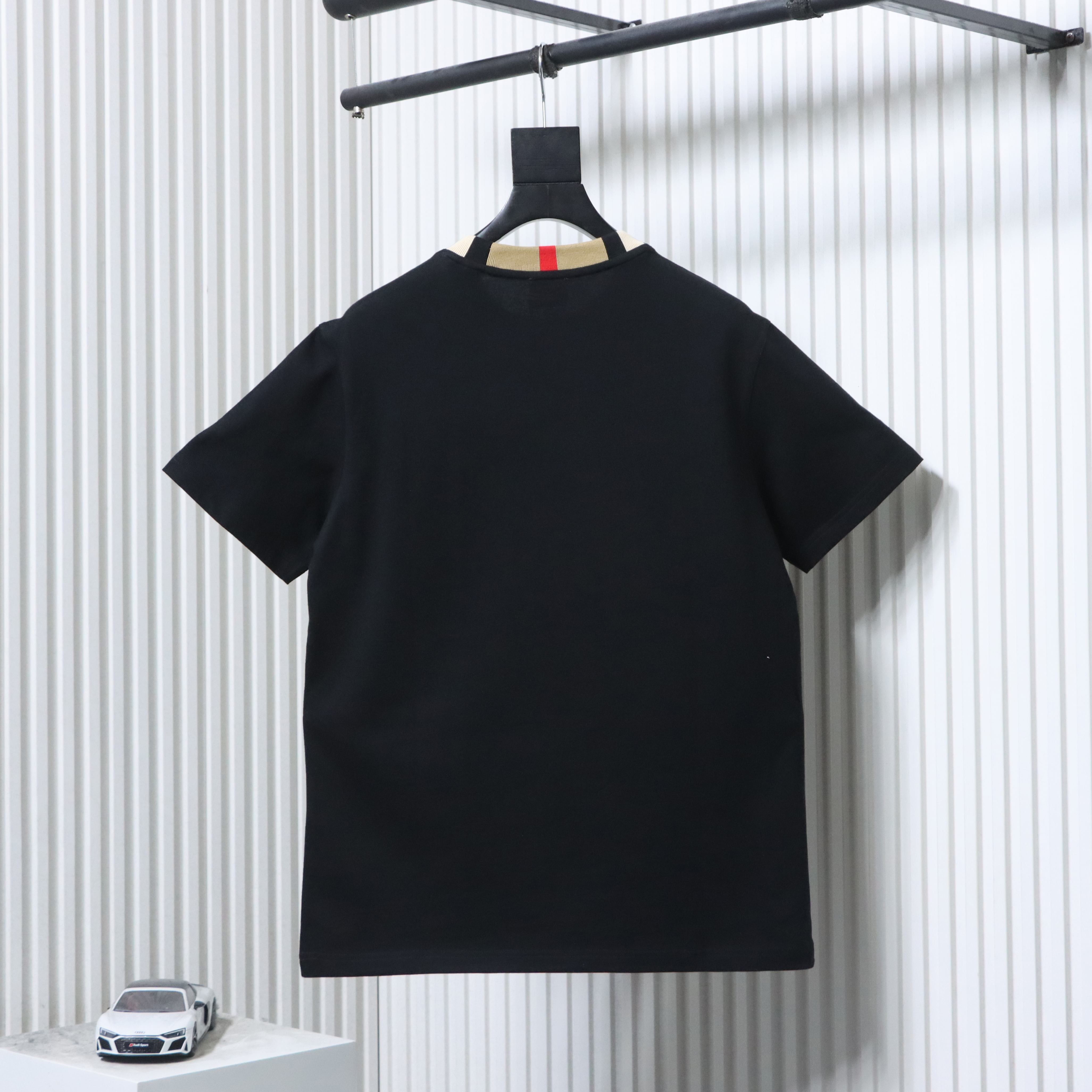 BURBERRY Check Embroidery Logo Short Sleeve T-Shirt Style 2