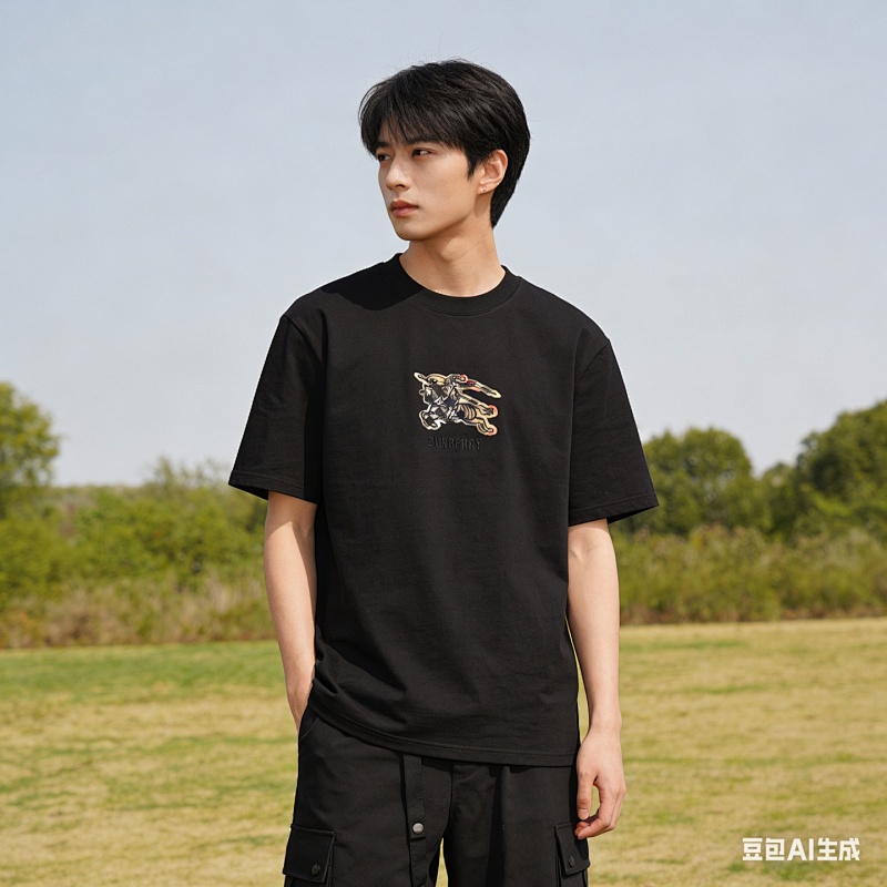 BURBERRY Check Equestrian Short Sleeve T-Shirt Style 3