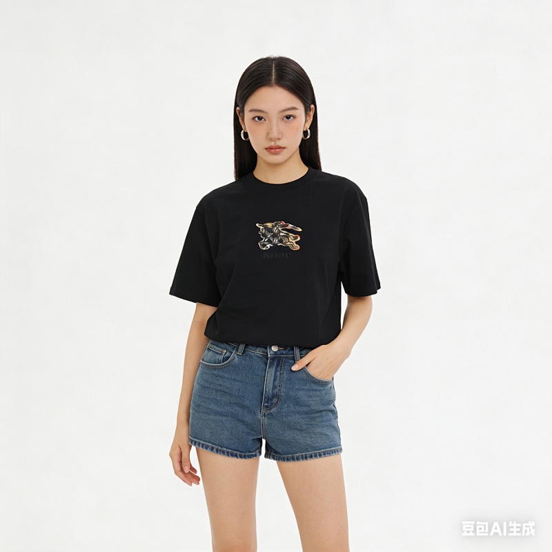 BURBERRY Check Equestrian Short Sleeve T-Shirt Style 3
