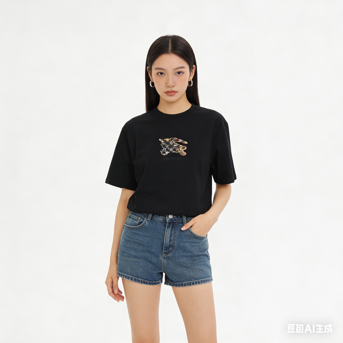 BURBERRY Check Equestrian Short Sleeve T-Shirt Style 3