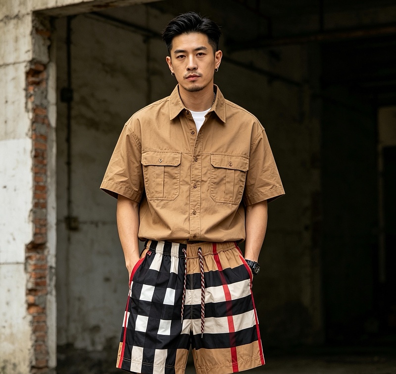 BURBERRY Check Men's Beach Casual Beach Casual Shorts Style 3