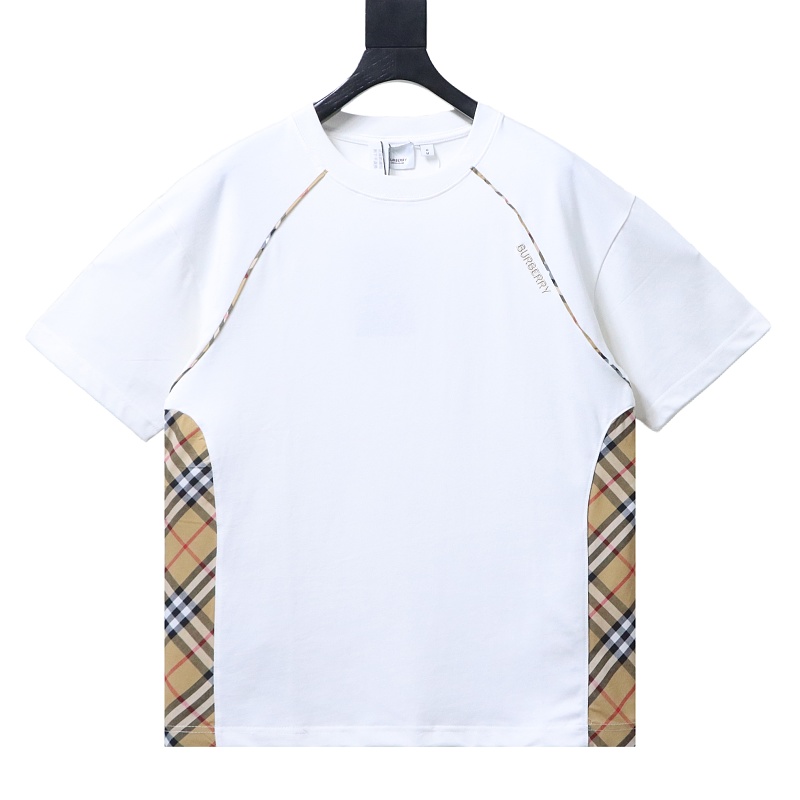 BURBERRY Check Panel Embroidery Short Sleeve T-Shirt Style 1