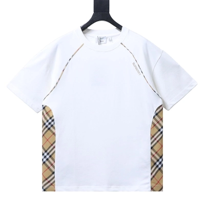 BURBERRY Check Panel Embroidery Short Sleeve T-Shirt Style 1 01