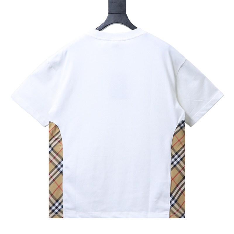 BURBERRY Check Panel Embroidery Short Sleeve T-Shirt Style 1