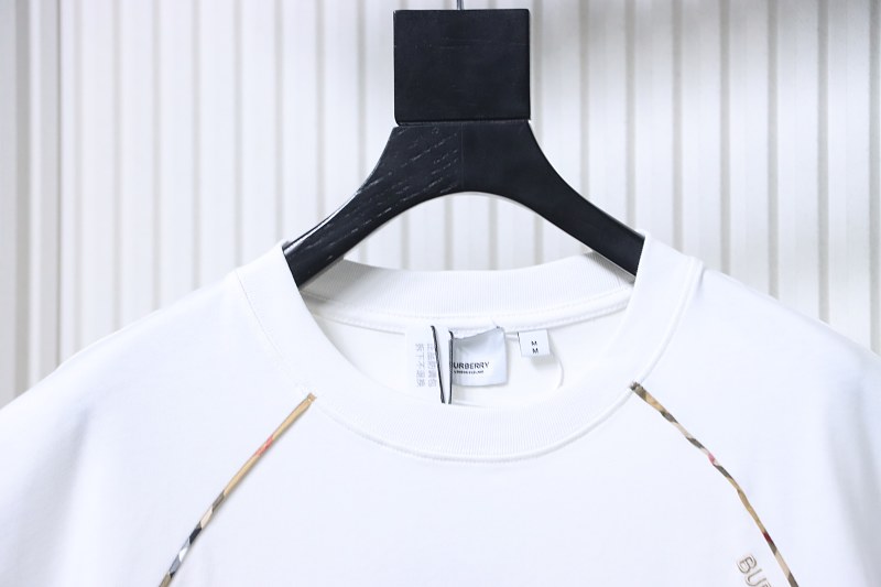 BURBERRY Check Panel Embroidery Short Sleeve T-Shirt Style 1