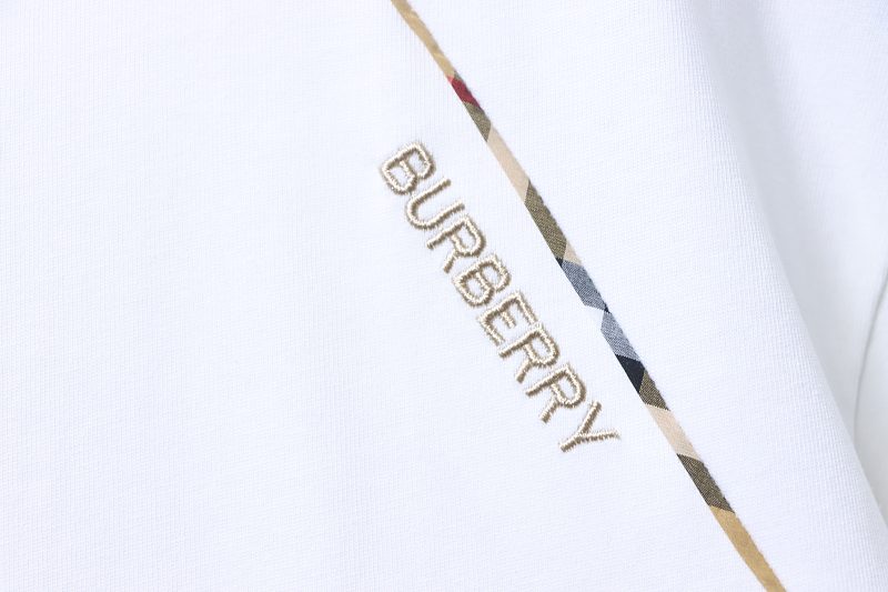 BURBERRY Check Panel Embroidery Short Sleeve T-Shirt Style 1