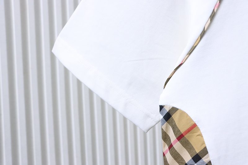 BURBERRY Check Panel Embroidery Short Sleeve T-Shirt Style 1