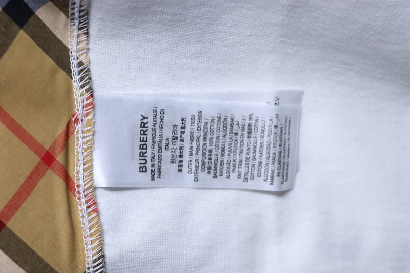 BURBERRY Check Panel Embroidery Short Sleeve T-Shirt Style 1