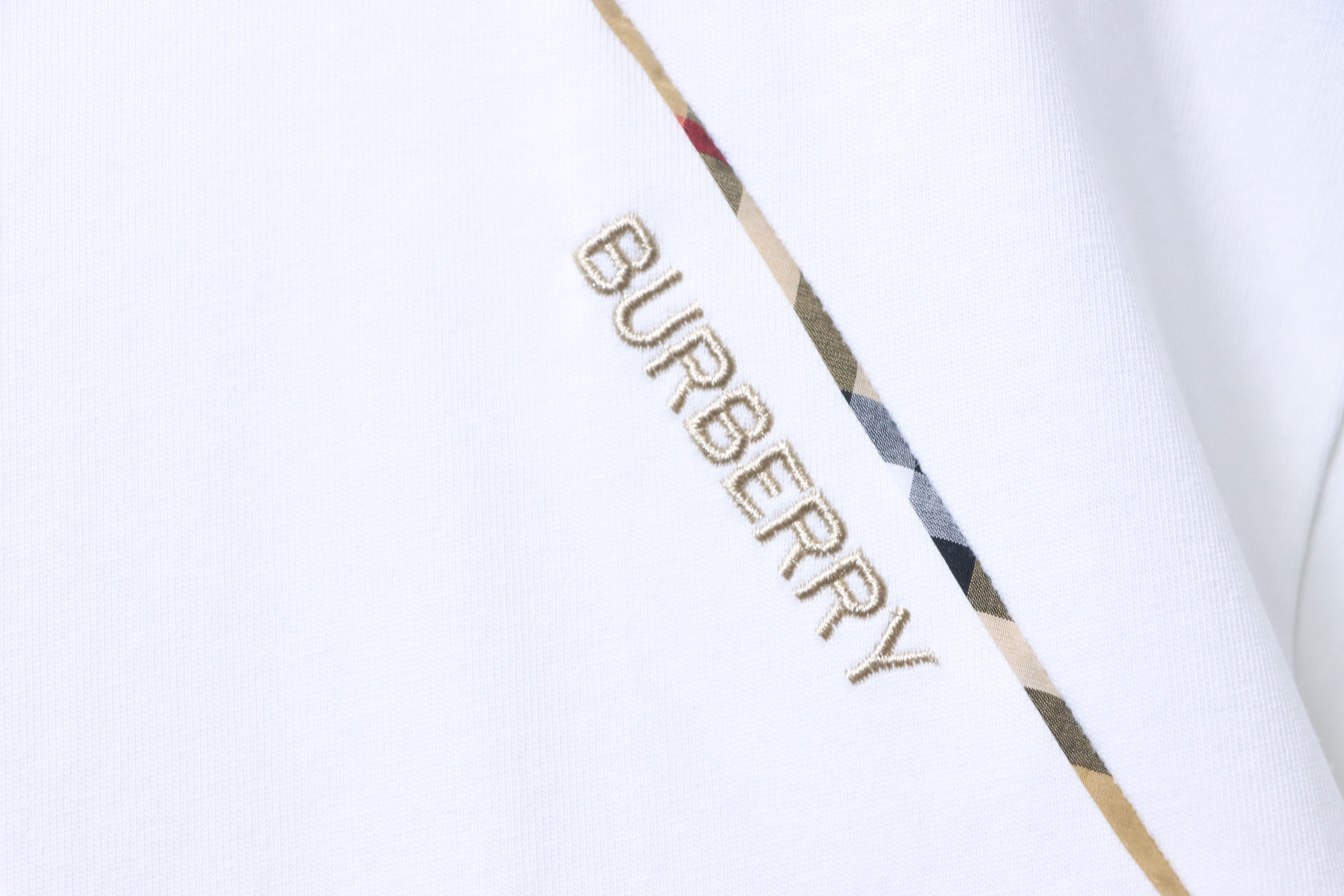 BURBERRY Check Panel Embroidery Short Sleeve T-Shirt Style 1