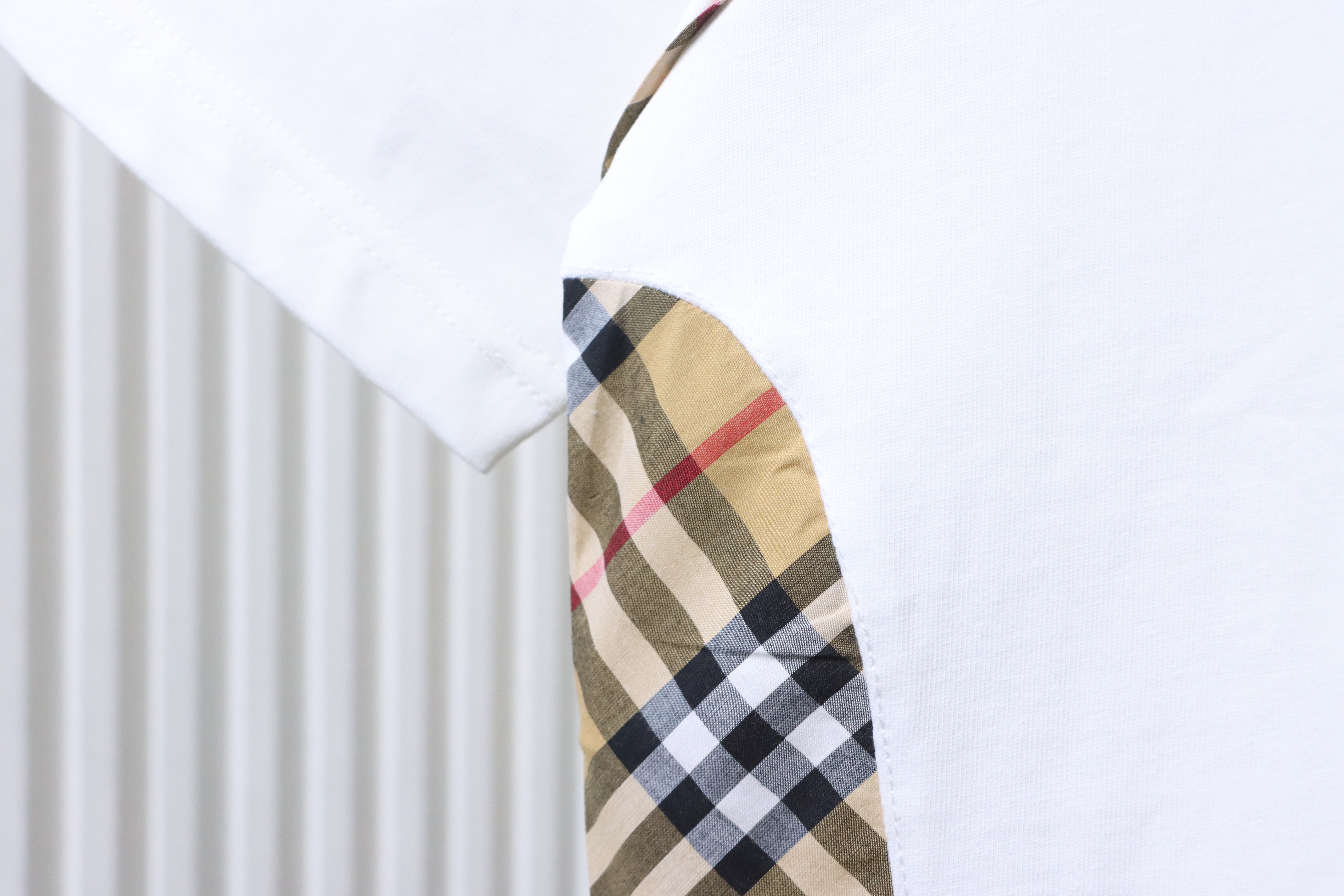 BURBERRY Check Panel Embroidery Short Sleeve T-Shirt Style 1