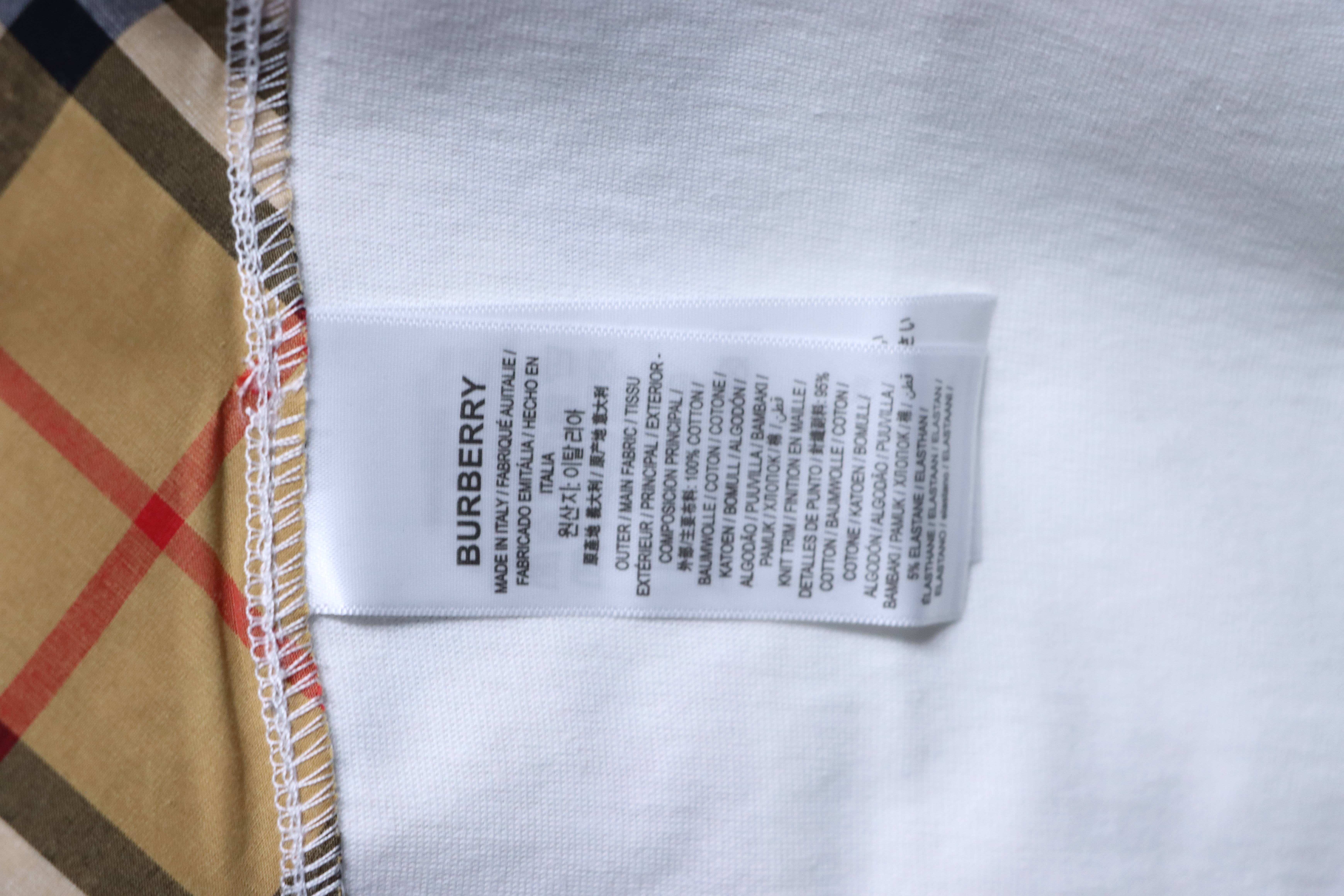 BURBERRY Check Panel Embroidery Short Sleeve T-Shirt Style 1