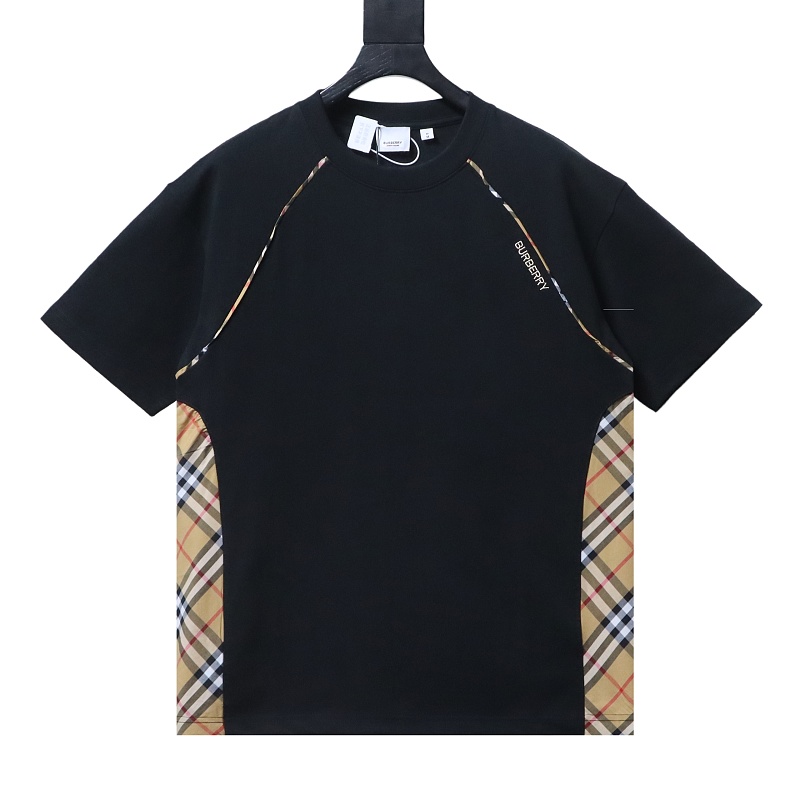 BURBERRY Check Panel Embroidery Short Sleeve T-Shirt Style 2