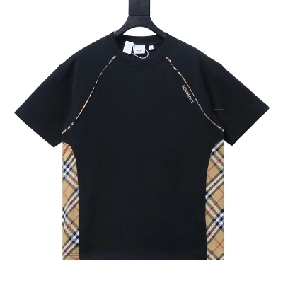 BURBERRY Check Panel Embroidery Short Sleeve T-Shirt Style 2 01