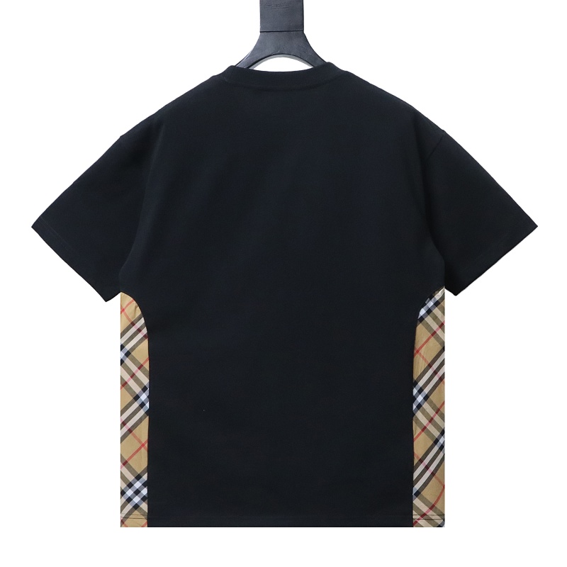 BURBERRY Check Panel Embroidery Short Sleeve T-Shirt Style 2