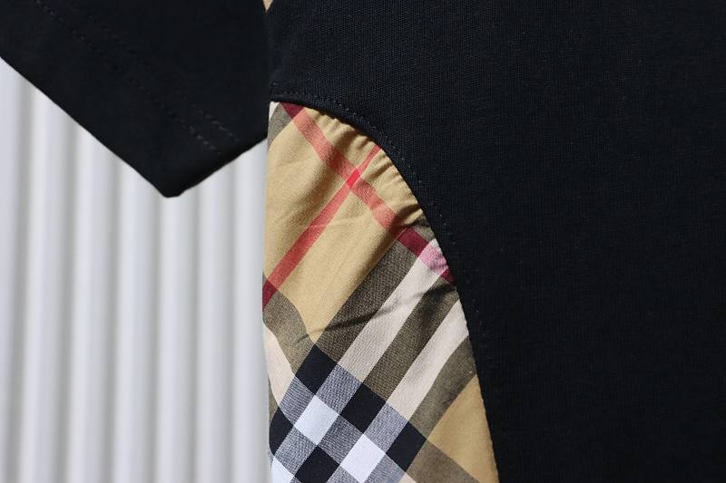 BURBERRY Check Panel Embroidery Short Sleeve T-Shirt Style 2
