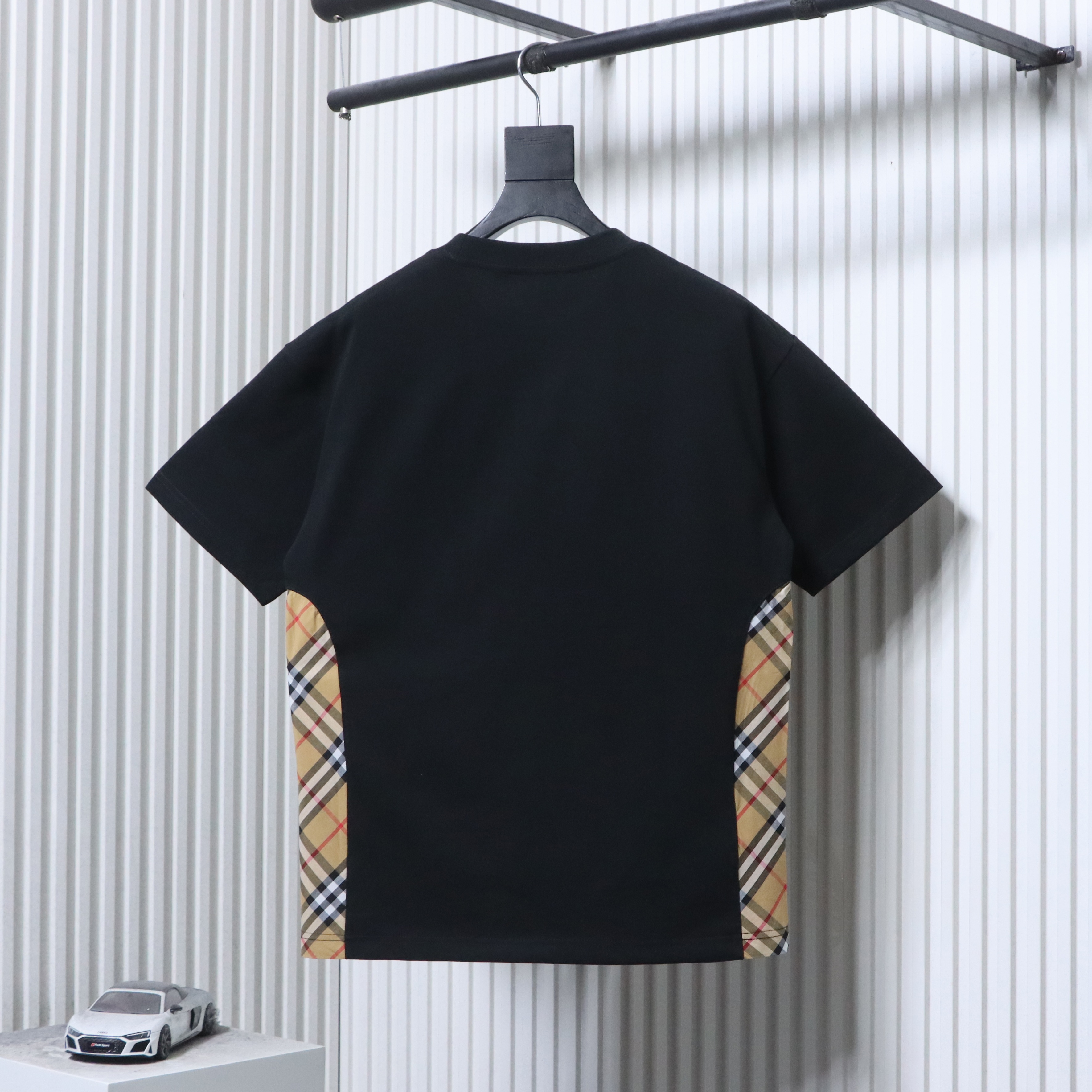 BURBERRY Check Panel Embroidery Short Sleeve T-Shirt Style 2