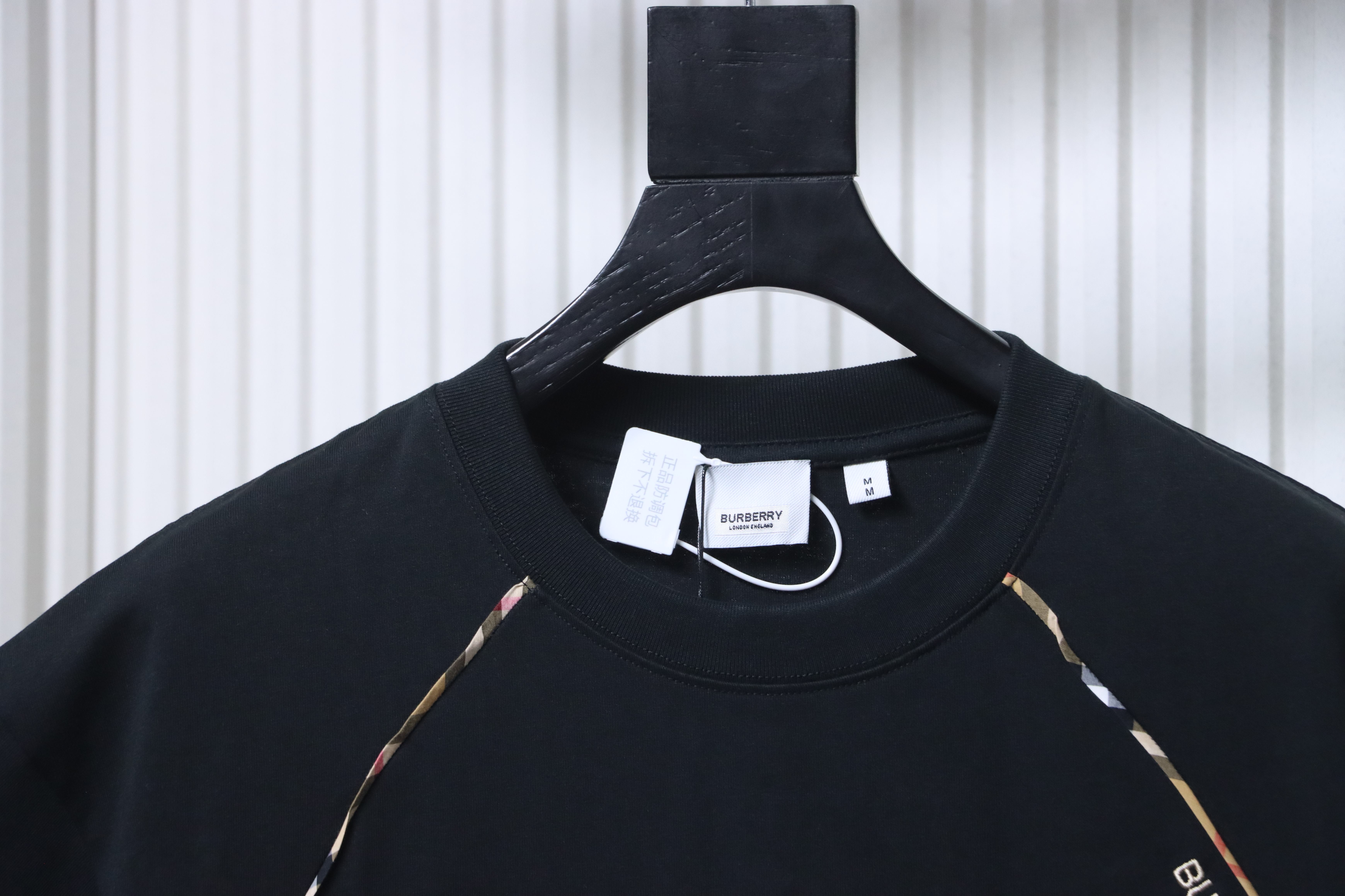 BURBERRY Check Panel Embroidery Short Sleeve T-Shirt Style 2