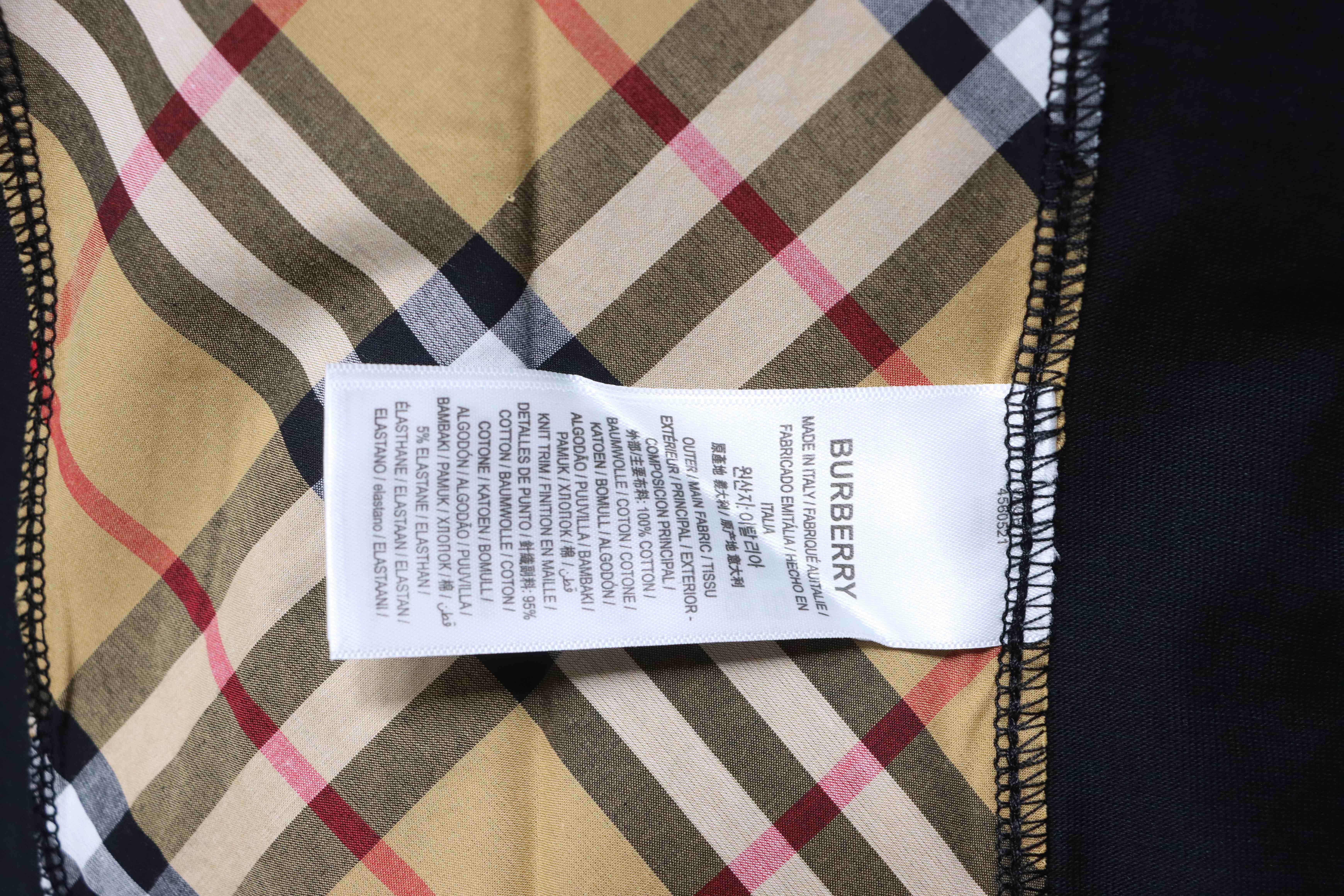 BURBERRY Check Panel Embroidery Short Sleeve T-Shirt Style 2