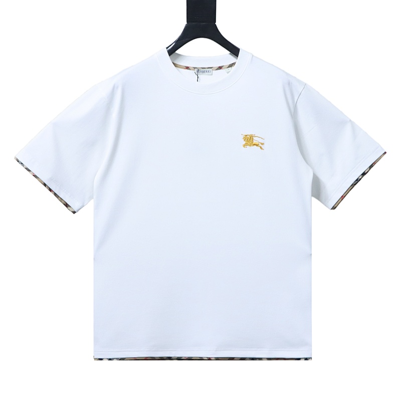 BURBERRY Check Trim Equestrian Embroidery Short Sleeve T-Shirt Style 1