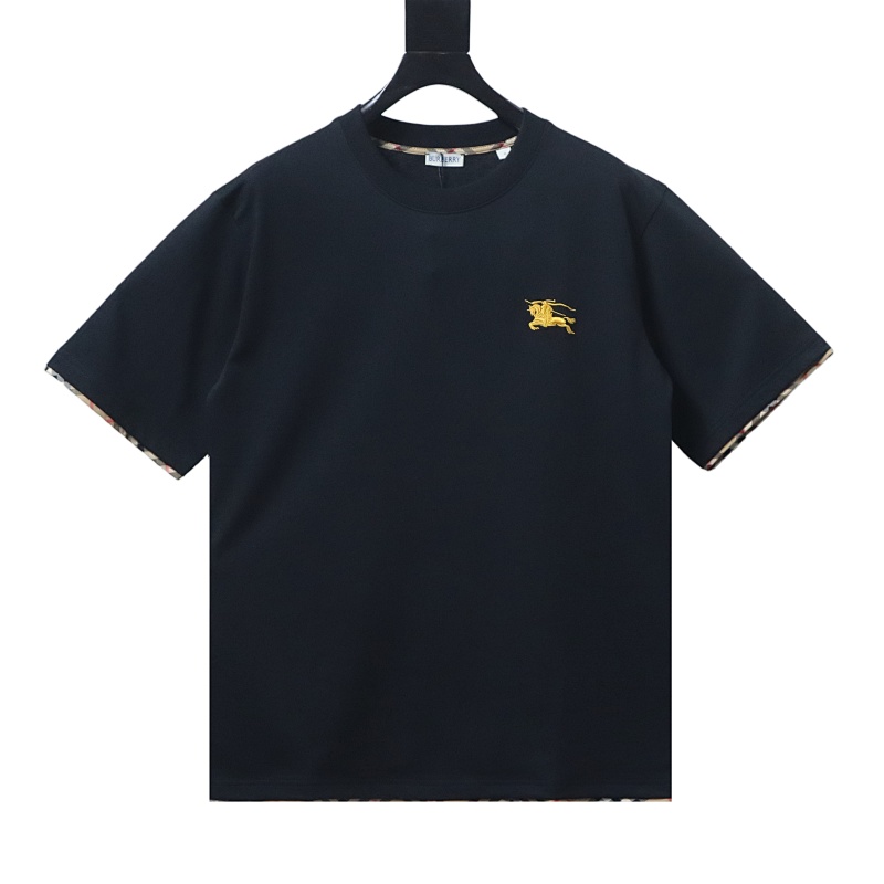 BURBERRY Check Trim Equestrian Embroidery Short Sleeve T-Shirt Style 2
