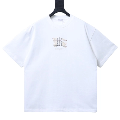 BURBERRY Chest Check Equestrian Embroidery Short Sleeve T-Shirt Style 1 01