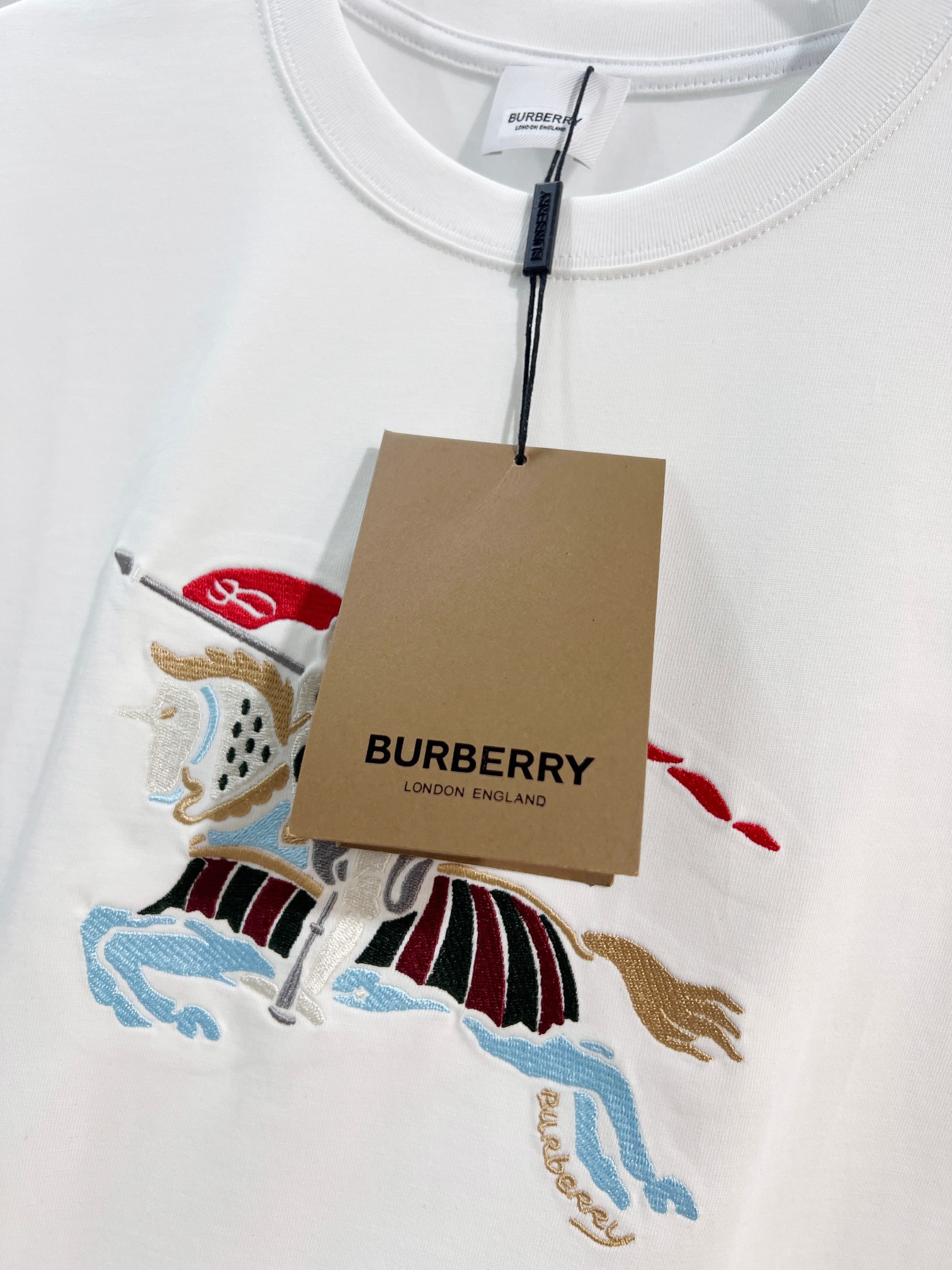 BURBERRY Chest Check Equestrian Embroidery Short Sleeve T-Shirt Style 3