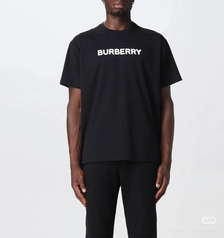BURBERRY Classic Logo Letter Print Crew Neck Short Sleeve T-Shirt Style 1